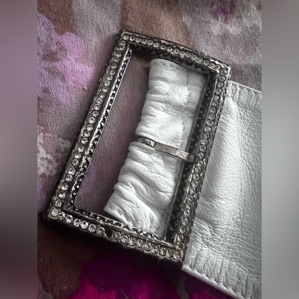 ZARA- Leather white belt with jewels